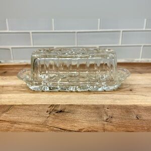 VTG Anchor Hocking Early American Prescut (EAPC) Clear Glass Butter Dish